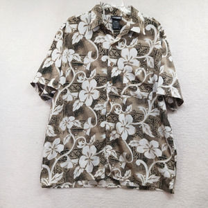Extreme Gear Shirt, Men's Size Large Green White,‎ Floral, Hawaiian, Button Up